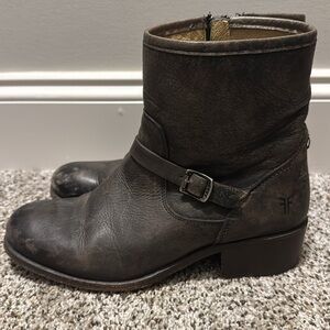 Frye Lynn Strap Brown Leather Boots 7.5 Womens